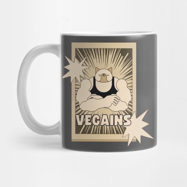 Vegains Strong Funny Vegan Power Pun by veganspace